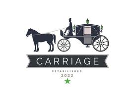 Vintage ▾ carrozza classico carro cocchiere cavallo logo modello design per marca o azienda e altro vettore