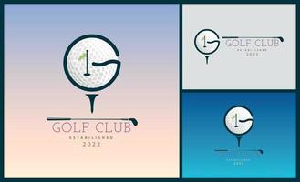 golf club palla bastone bandiera lettera g logo design modello vettore per marca o azienda e altro