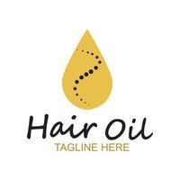 logo essenziale di olio per capelli con olio a goccia e simbolo-vettore del logo per capelli vettore