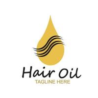 logo essenziale di olio per capelli con olio a goccia e simbolo-vettore del logo per capelli vettore