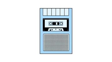 vecchio retrò Vintage ▾ fricchettone voce registratore con musica Audio nastro cassetta per voce registrazione a partire dal anni '70, anni 80, anni 90. bellissimo blu icona. vettore illustrazione