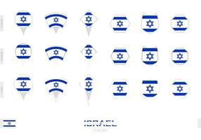 collezione di il Israele bandiera nel diverso forme e con tre diverso effetti. vettore