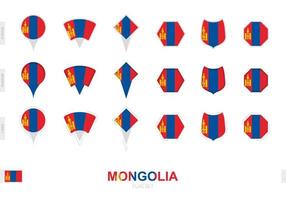 collezione di il Mongolia bandiera nel diverso forme e con tre diverso effetti. vettore