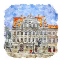 illustrazione disegnata a mano di schizzo dell'acquerello di architettura germania vettore