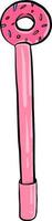 rosa penna con ciambella, illustrazione, vettore su bianca sfondo