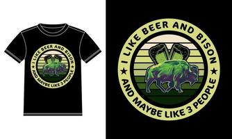 io piace birra bisonte e può essere 3 persone Vintage ▾ maglietta design vettore