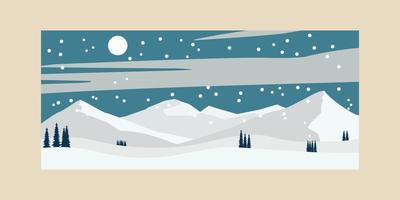 montagna paesaggio Vintage ▾ manifesto inverno sfondo illustrazione design vettore