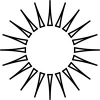 il giro nero sole con raggi, illustrazione, vettore su bianca sfondo.