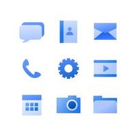 semplice mobile applicazioni piatto blu viola icona impostato predefinito applicazione per interfaccia design Messaggio file calendario illustrazione vettore