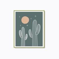 boho moderno minimalista lineare cactus pieno Luna manifesto parete arte vettore