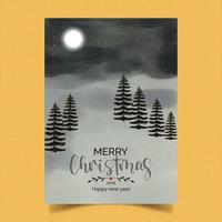 allegro Natale carta con acquerello inverno natura. completamente stratificato personalizzabile vettore design modello