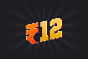 12 indiano rupia vettore moneta Immagine. 12 rupia simbolo grassetto testo vettore illustrazione
