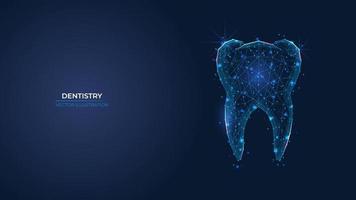 futuristico astratto dente simbolo. dentale trattamento concetto. Basso poli geometrico 3d sfondo sfondo vettore illustrazione.