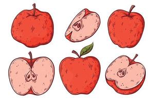 mano disegnato rosso Mela collezione. fresco frutta isolato vettore illustrazione.