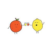 divertente frutta arancia e Limone potabile succo insieme vettore