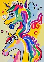 colorato astratto arcobaleno unicorno ritratto vettore