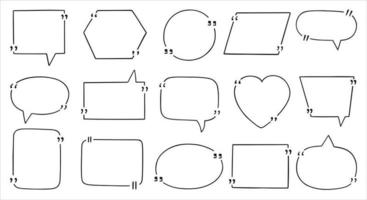 impostato di citazione scatola scarabocchio. discorso bolla con Quotazione votazione nel schizzo stile. mano disegnato vettore illustrazione isolato su bianca sfondo