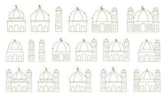 moschea schema vettore design. linea arte vettore illustrazione. moschea minimalista design.