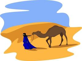 cammello su sabbia, illustrazione, vettore su bianca sfondo.