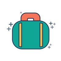 viaggio bagaglio icona vettore illustrazione glifo stile design con colore e più cartello. isolato su bianca sfondo.