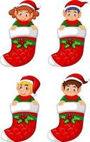 elfo nel Natale calzino cartone animato personaggio vettore
