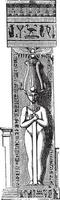 davanti Visualizza di il colossale statua su un' molo a il Luxor tempio, grande statua, Vintage ▾ incisione. vettore