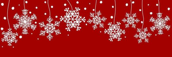 Natale sfondo fiocco di neve rosso sfondo vettore