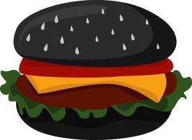 nero hamburger, illustrazione, vettore su bianca sfondo