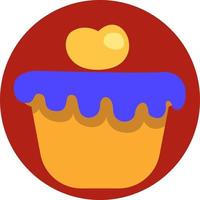 Cupcake con blu smalto, illustrazione, vettore su un' bianca sfondo.