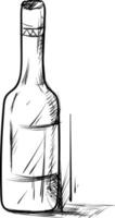 vino bottiglia schizzo, illustrazione, vettore su bianca sfondo.