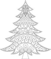 Natale albero colorazione pagina con mandala stile vettore