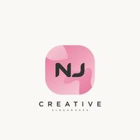 nj iniziale lettera logo icona design modello elementi con onda colorato arte vettore