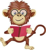 scimmia lettura prenotare, illustrazione, vettore su bianca sfondo.