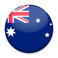 bandiera di Australia nel il modulo di un' il giro pulsante con un' leggero bagliore e un' ombra. il simbolo di indipendenza giorno, un' souvenir, un' pulsante per commutazione il linguaggio su il luogo, un icona. vettore