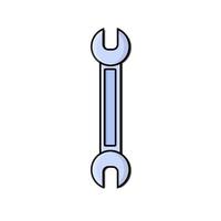 costruzione blu icona di un' rubinetto finale aperto chiave inglese progettato per serrare e allentare noccioline e bulloni per riparazione. costruzione metallo attrezzo. vettore