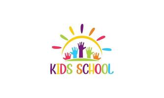 kiddie scuola elementare colorato vettore logo design illustrazione