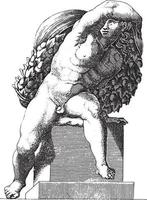 seduto nudo, adamo scultori, dopo michelangelo, 1585, Vintage ▾ illustrazione. vettore