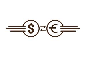 i soldi scambio icona. moneta, Euro e dollaro trasferimento cartello illustrazione. vettore