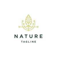 natura foglia design con linea arte stile logo modello piatto vettore