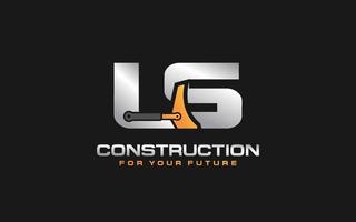 ls logo scavatrice per costruzione azienda. pesante attrezzatura modello vettore illustrazione per il tuo marca.