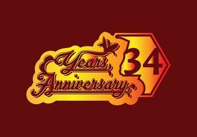 34 anni anniversario logo e etichetta design modello vettore