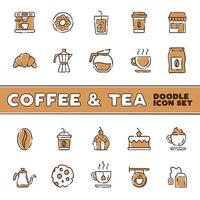 caffè e tè scarabocchio icone. bar negozio mano disegnato illustrazioni. vettore