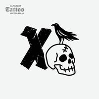 alfabeto X cranio logo vettore