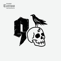 numero 9 cranio logo vettore