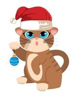 Natale gatto con cappello vettore