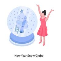 nuovo anno neve globo vettore