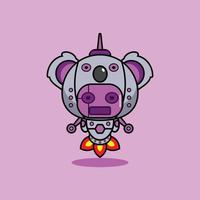 vettore illustrazione di cartone animato personaggio portafortuna costume animale razzo carino robot koala