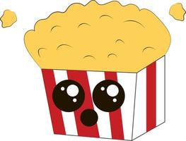 carino Popcorn pacchetto, illustrazione, vettore su bianca sfondo.