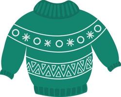 Natale maglione o Maglione con inverno modelli con fiocchi di neve. a maglia di lana caldo Maglione nel blu toni. vettore disegnato a mano illustrazione nel cartone animato stile. inverno moda.