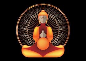 seduta Budda al di sopra di oro mandala. esoterico vettore illustrazione. Vintage ▾ decorativo cultura sfondo. moderno stilizzato disegno. indiano, buddismo, spirituale arte. d'oro, spiritualità, tailandese Dio, yoga